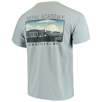Men's Gray Navy Midshipmen Team Comfort Colors Campus Scenery T-Shirt