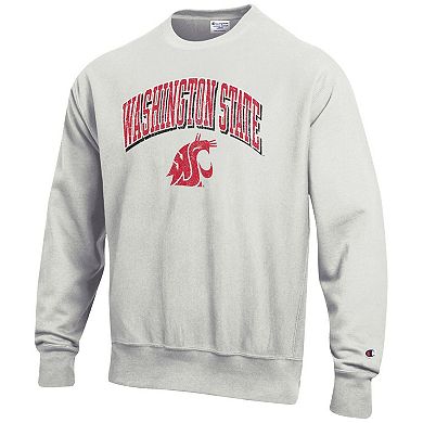 Men's Champion Gray Washington State Cougars Arch Over Logo Reverse Weave Pullover Sweatshirt