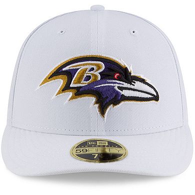 Men's New Era White Baltimore Ravens Omaha Low Profile 59FIFTY Fitted Hat