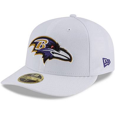 Men's New Era White Baltimore Ravens Omaha Low Profile 59FIFTY Fitted Hat