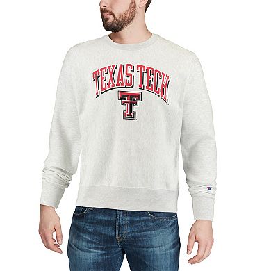 Men's Champion Gray Texas Tech Red Raiders Arch Over Logo Reverse Weave Pullover Sweatshirt