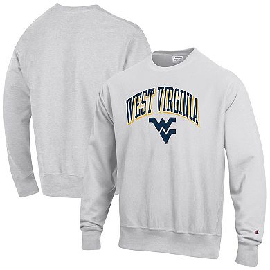 Men's Champion Gray West Virginia Mountaineers Arch Over Logo Reverse Weave Pullover Sweatshirt