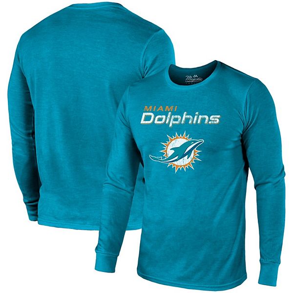 Miami Dolphins Neutral Colour Logo Long Sleeve T-Shirt - Mens