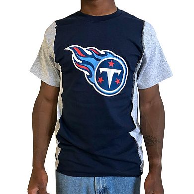 Men's Refried Apparel Navy/Gray Tennessee Titans Sustainable Upcycled Split T-Shirt