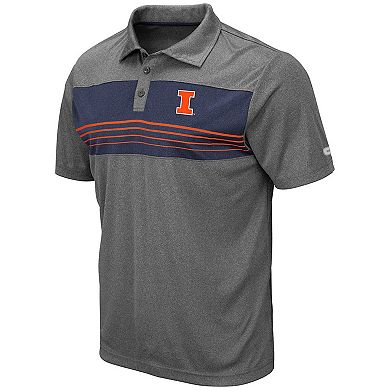 Men's Colosseum Heathered Charcoal Illinois Fighting Illini Smithers Polo