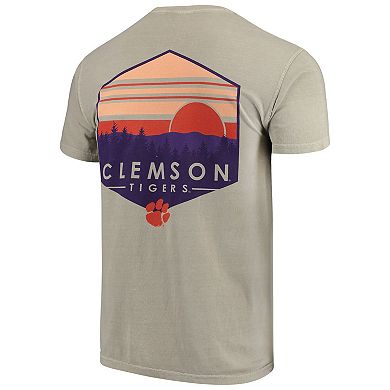 Men's Tan Clemson Tigers Landscape Shield Comfort Colors Pocket T-Shirt