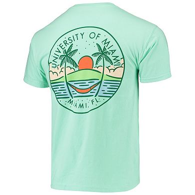 Men's Mint Green Miami Hurricanes Circle Scene Comfort Colors Pocket T-Shirt