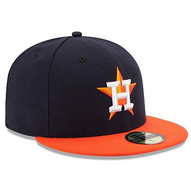 Men's New Era Navy/Orange Houston Astros Road Authentic Collection On Field 59FIFTY Performance Fitted Hat