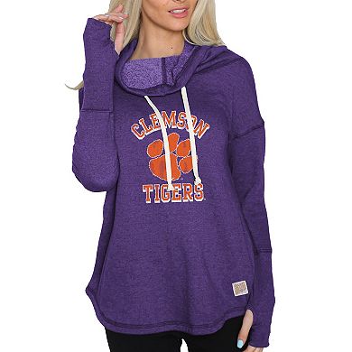 Women's Original Retro Brand Purple Clemson Tigers Funnel Neck Pullover Sweatshirt