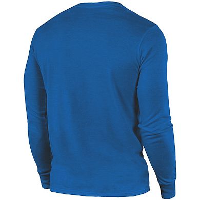 Detroit Lions Majestic Threads Lockup Tri-Blend Long Sleeve T-Shirt - Blue