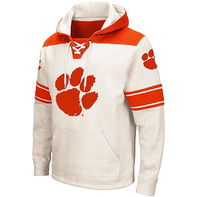 Men's Colosseum Cream Clemson Tigers 2.0 Lace-Up Pullover Hoodie