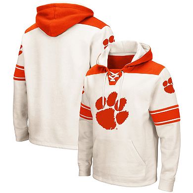 Men's Colosseum Cream Clemson Tigers 2.0 Lace-Up Pullover Hoodie