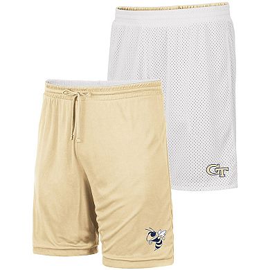 Men's Colosseum White/Gold Georgia Tech Yellow Jackets Wiggum Reversible Shorts