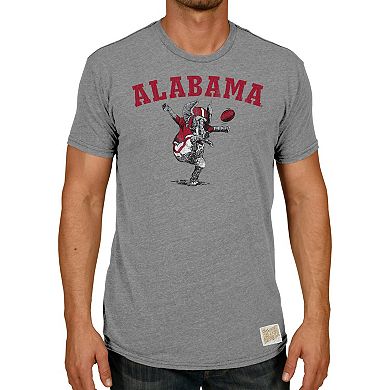 Men's Original Retro Brand Heathered Gray Alabama Crimson Tide Vintage Punting Big Al Tri-Blend T-Shirt