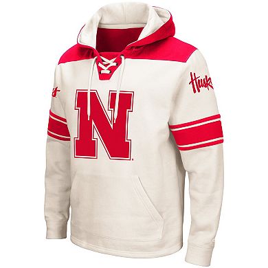 Men's Colosseum Cream Nebraska Huskers 2.0 Lace-Up Pullover Hoodie