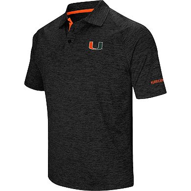 Men's Colosseum Black Miami Hurricanes Down Swing Polo