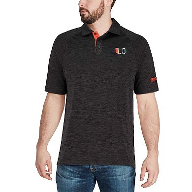 Men's Colosseum Black Miami Hurricanes Down Swing Polo