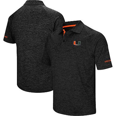 Men's Colosseum Black Miami Hurricanes Down Swing Polo