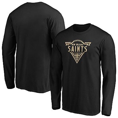 Men's Majestic Black New Orleans Saints Iconic Phalanx Long Sleeve T-Shirt