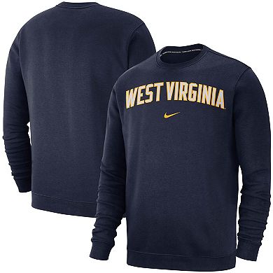 Men's Nike Navy West Virginia Mountaineers Club Fleece Sweatshirt