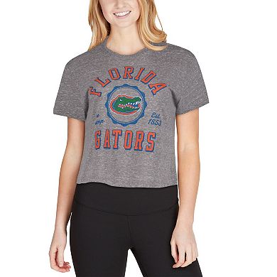 Women's Pressbox Gray Florida Gators Bishop Tri-Blend Knobi Crop T-Shirt