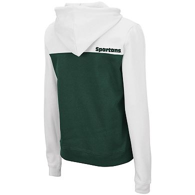 Women's Colosseum White/Hunter Green Michigan State Spartans Aidan Lightweight Half-Zip Hoodie