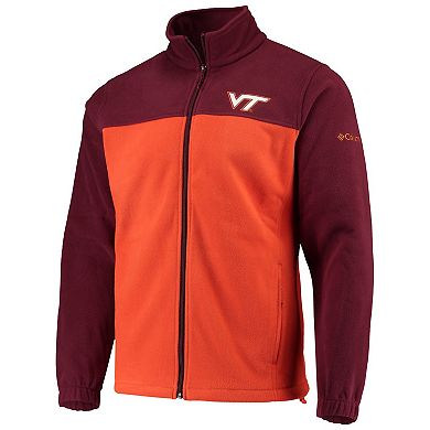 Men's Columbia Maroon/Orange Virginia Tech Hokies Flanker III Fleece Team Full-Zip Jacket