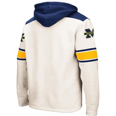 Men's Colosseum Cream Michigan Wolverines 2.0 Lace-Up Pullover Hoodie