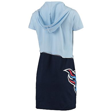 Women's Refried Apparel Light Blue/Navy Tennessee Titans Hooded Mini Dress