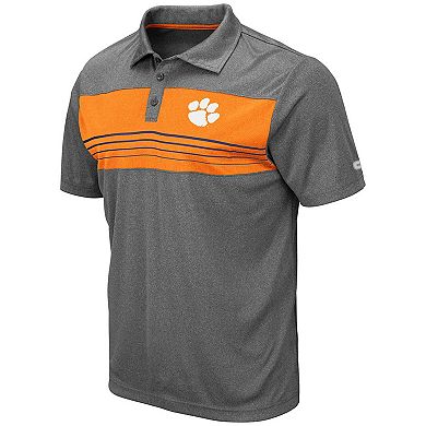 Men's Colosseum Heathered Charcoal Clemson Tigers Smithers Polo