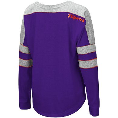 Women's Colosseum Purple Clemson Tigers Trey Dolman Long Sleeve T-Shirt