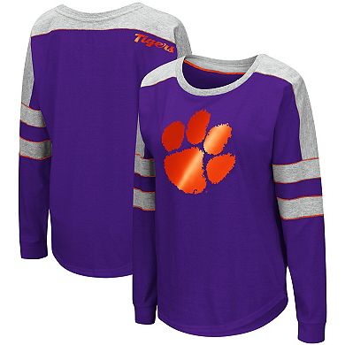 Women's Colosseum Purple Clemson Tigers Trey Dolman Long Sleeve T-Shirt