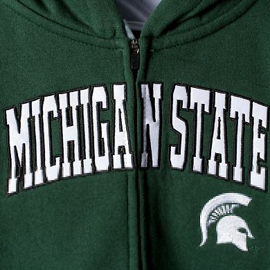 Youth Green Michigan State Spartans Applique Arch & Logo Full-Zip Hoodie