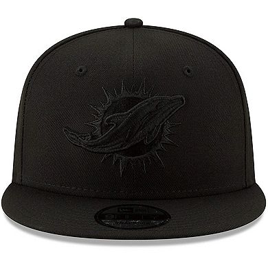 Men's New Era Black Miami Dolphins Black On Black 9FIFTY Adjustable Hat