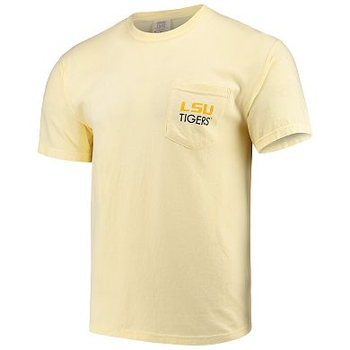 Men's Yellow LSU Tigers Circle Scene Comfort Colors Pocket T-Shirt