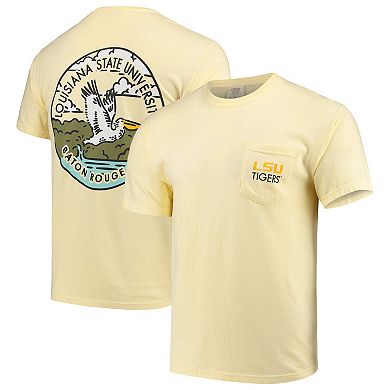 Men's Yellow LSU Tigers Circle Scene Comfort Colors Pocket T-Shirt