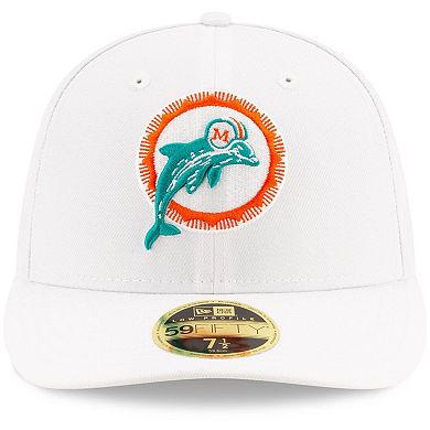Men's New Era White Miami Dolphins Historic Omaha Low Profile 59FIFTY Fitted Hat
