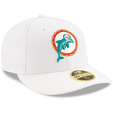 Men's New Era White Miami Dolphins Historic Omaha Low Profile 59FIFTY Fitted Hat