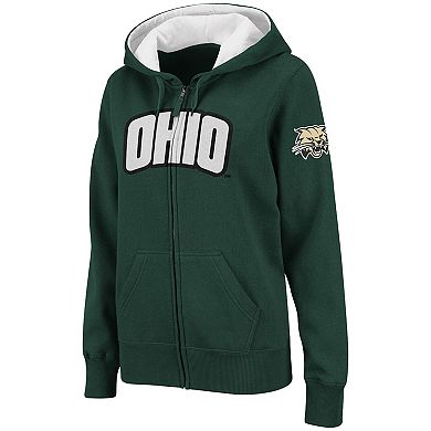 Women's Stadium Athletic Green Ohio Bobcats Arched Name Full-Zip Hoodie