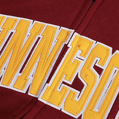 Women's Stadium Athletic Maroon Minnesota Golden Gophers Arched Name Full-Zip Hoodie