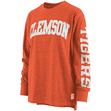 Women's Pressbox Orange Clemson Tigers Plus Size Two-Hit Canyon Long Sleeve T-Shirt