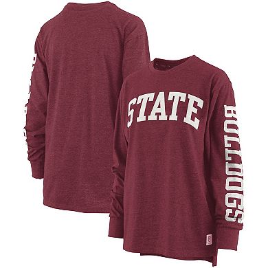 Women's Pressbox Maroon Mississippi State Bulldogs Two-Hit Canyon Long Sleeve T-Shirt