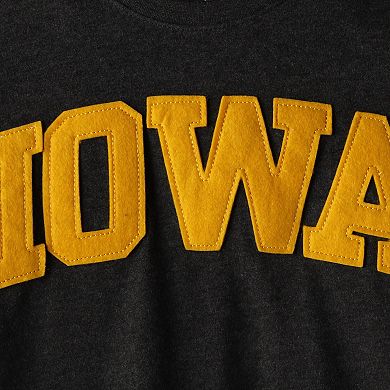 Women's Pressbox Heathered Black Iowa Hawkeyes Two-Hit Canyon Long Sleeve T-Shirt