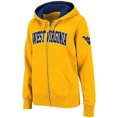 Women's Stadium Athletic Gold West Virginia Mountaineers Arched Name Full-Zip Hoodie