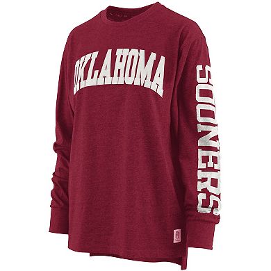 Women's Pressbox Heathered Crimson Oklahoma Sooners Two-Hit Canyon Long Sleeve T-Shirt