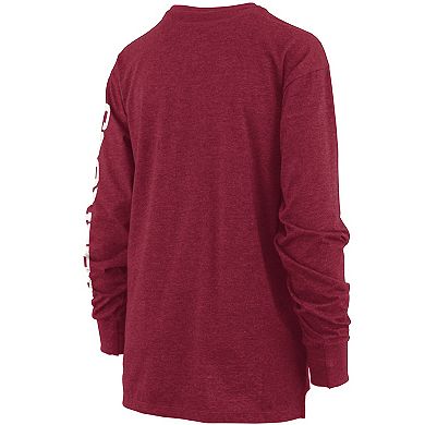 Women's Pressbox Heathered Crimson Oklahoma Sooners Two-Hit Canyon Long Sleeve T-Shirt