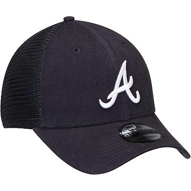 Men's New Era Navy Atlanta Braves Trucker 9FORTY Adjustable Snapback Hat