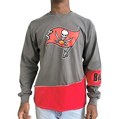 Men's Refried Apparel Pewter/Red Tampa Bay Buccaneers Sustainable Upcycled Angle Long Sleeve T-Shirt