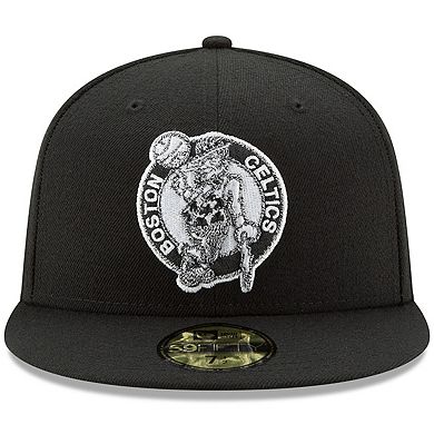 Men's New Era Black Boston Celtics Black & White Logo 59FIFTY Fitted Hat