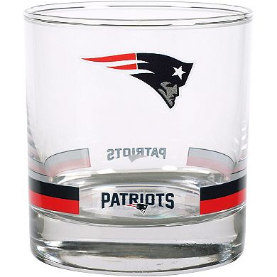 New England Patriots Banded Rocks Glass